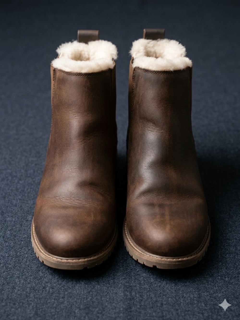 Emu Australia Brown Leather Shearling Ankle Boots